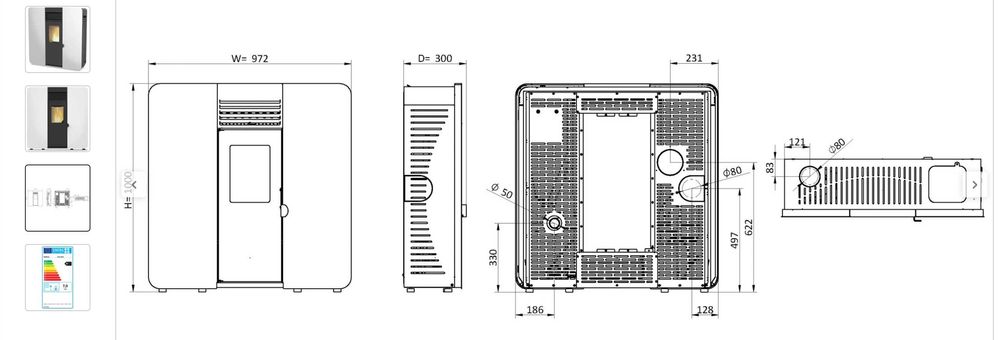 Salamandra a pellets SLIM FIRST 7KW BRANCO com garantia