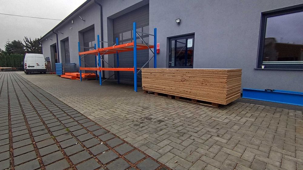 Regał magazynowy półkowy H250cm trawers belka pod płytę 270cm nośność 2400kg hala warsztat
