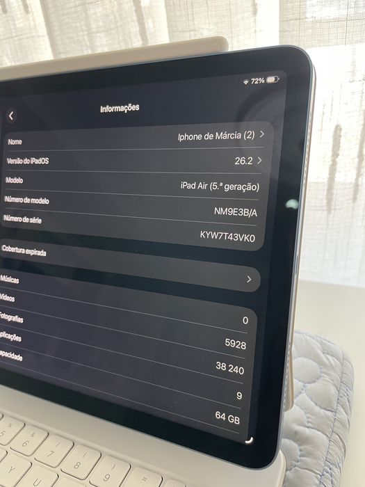 iPad Air 5ª Geração (M1) 64GB Azul + Apple Pencil 2 + Magic Keyboard | Como Novo