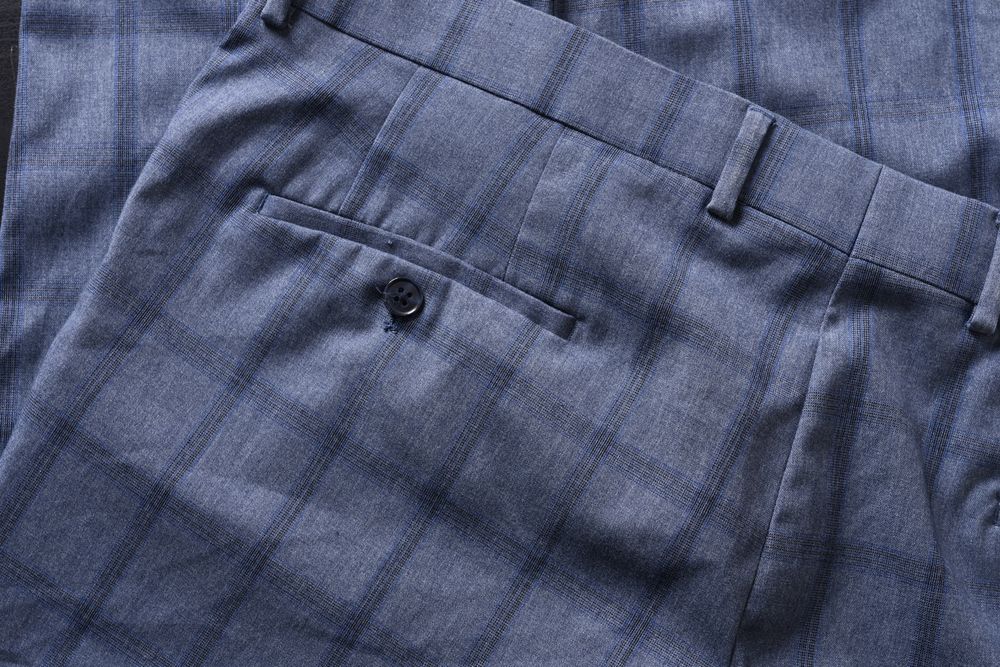 SAVILE ROW eleganckie niebieskie spodnie męskie w kratkę slim 54 38/34