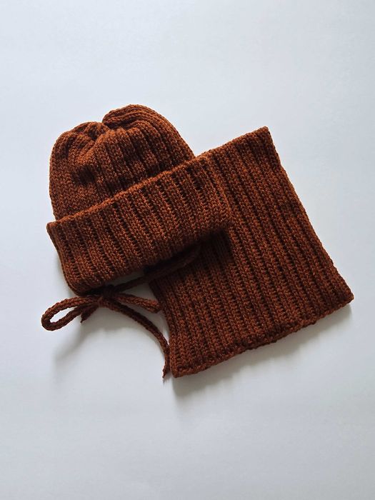 Czapka + komin zimowy dla noworodka rozmiar 56