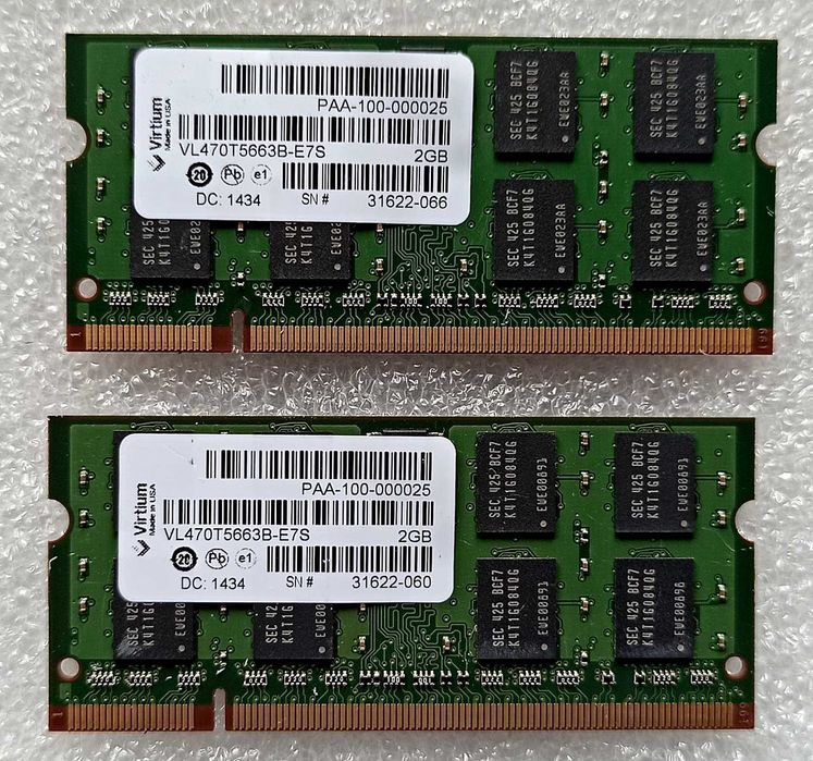 2 x 2 Гб PC2-6400s So-Dimm