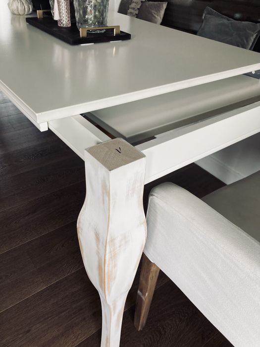 Stół idealny 155/80 rozkładany biały  dębowe nogi