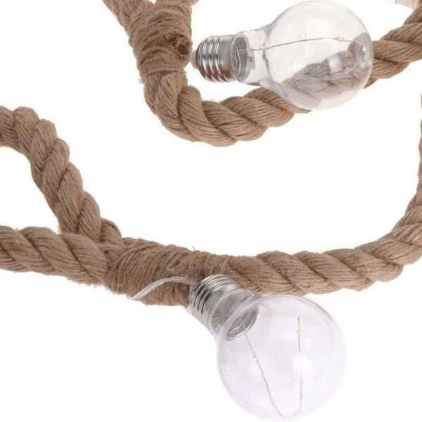 Girlanda lampion jutowa na sznurze lina żarówki LED dekoracje do domu