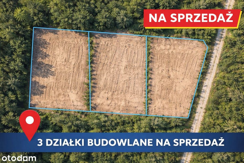 3 Działki budowlane z pozwoleniem na budowę Nowe Bielice 9ar. Łąka las - Widok 2