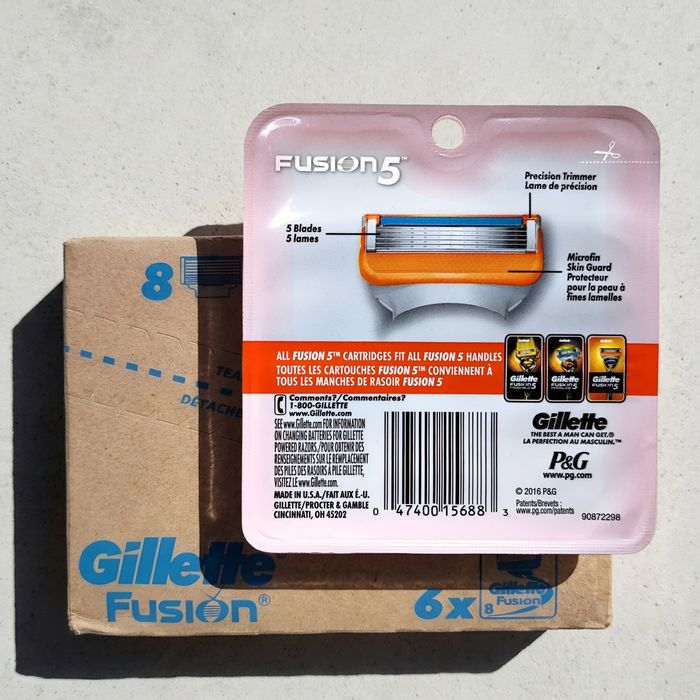 8 шт Gillette Fusion 5, вир. США, змінні касети, картриджі - 100% оригінал , also fits Power