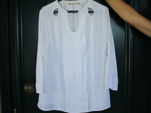 Blusa branca com nervuras, NOVA