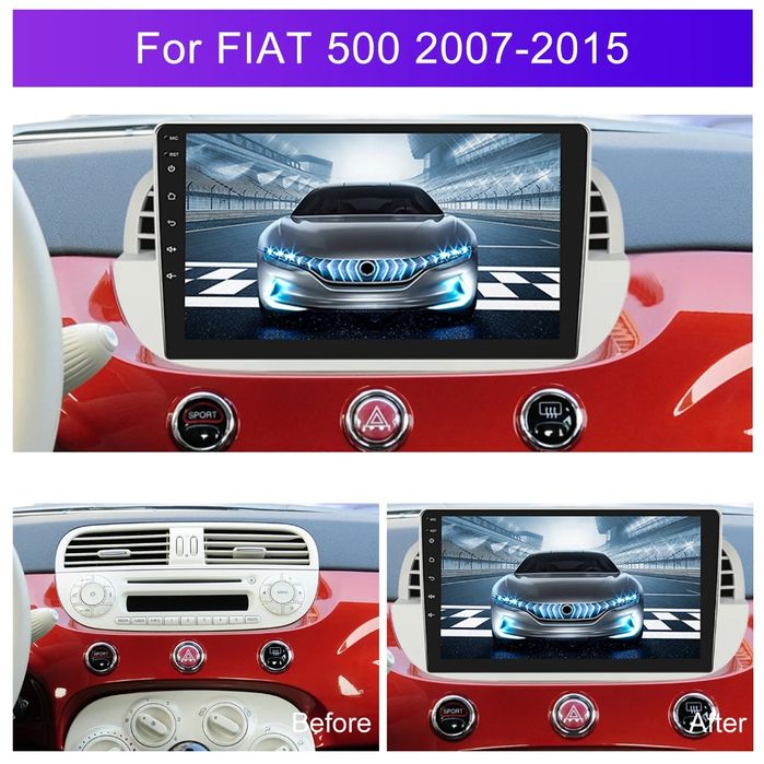 Rádio 9" Fiat 500 Abarth 2007-15 CARPLAY Android Auto GPS wifi 4/64GB