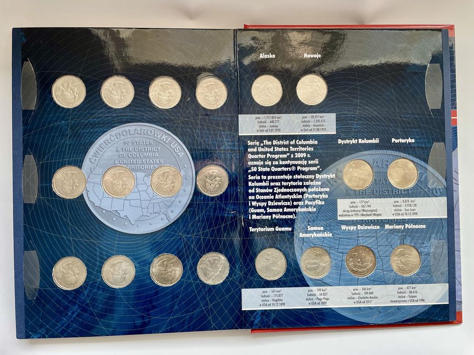 Ćwierćdolarówki USA klaser z 56 monetami