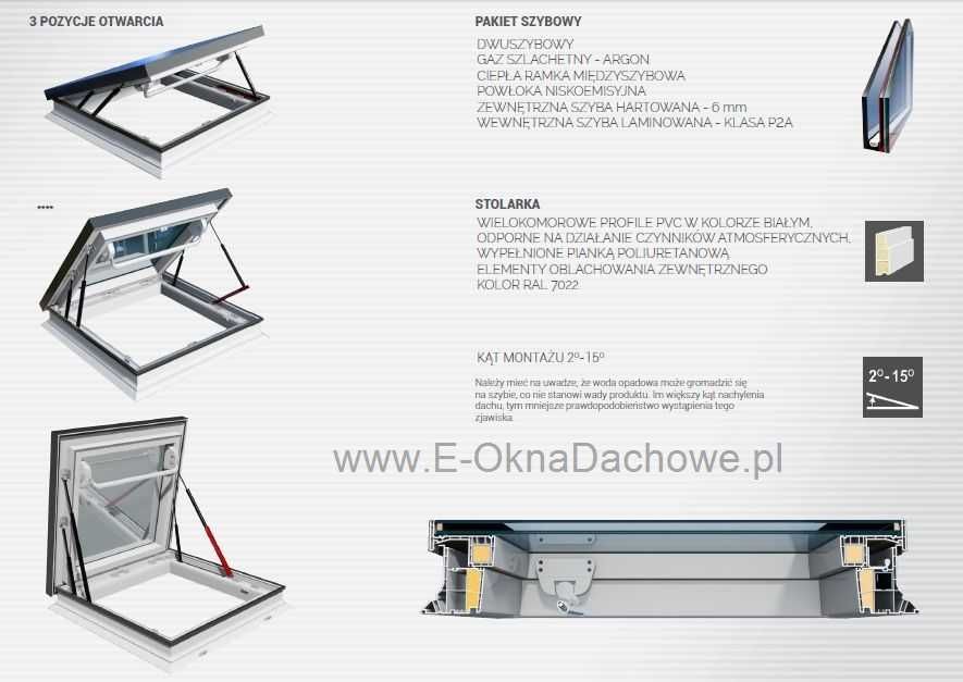 Okno wyłazowe do płaskiego dachu OKPOL PGM A1 120x90