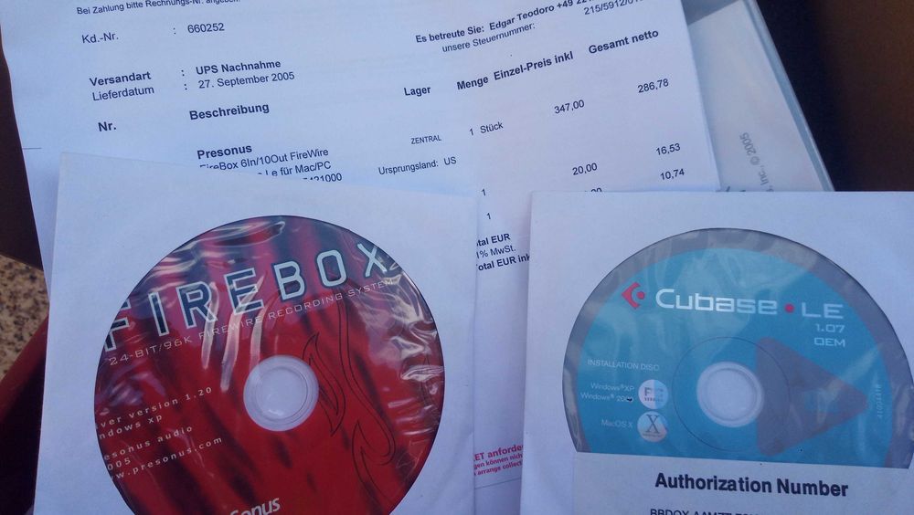 Presonus Firebox 24bit/96k 6 inputs, 10 outputs com Cubase LE software