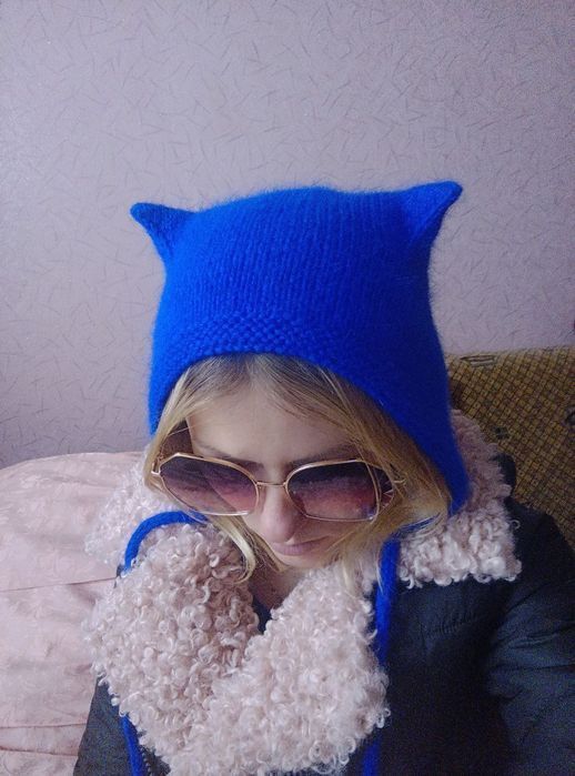 Розпродаж! Чепчик, кото-чепчик, шапочка з вушками із ангори