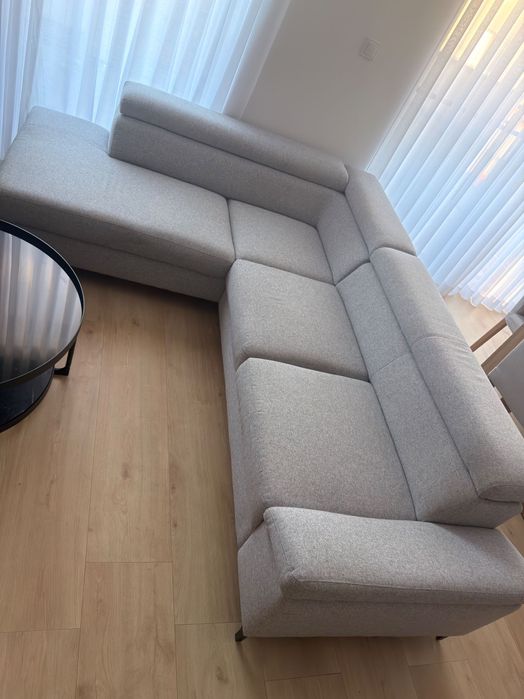 Kanapa, rogówka, szara, rozkładana, schowek