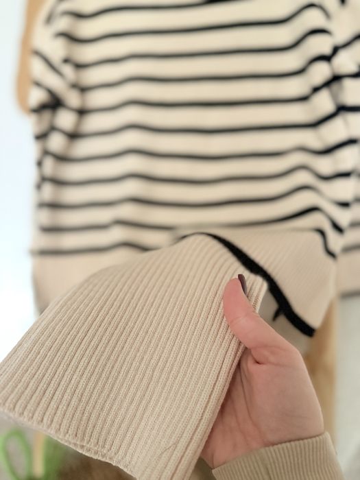 Костюм теплий трикотажний в полоску бежевий беж 110 116 122 128 134