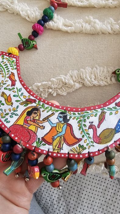 Boho folk hippie piękny kolorowy naszyjnik ptaki