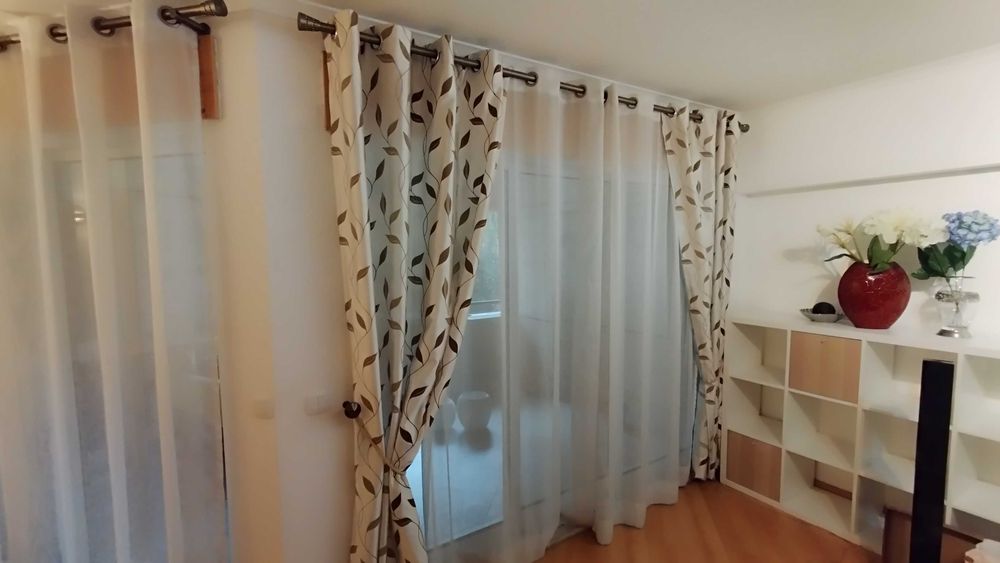 Conjunto de Cortinados Elegantes + Abraçadeiras com Cordão Decorativo