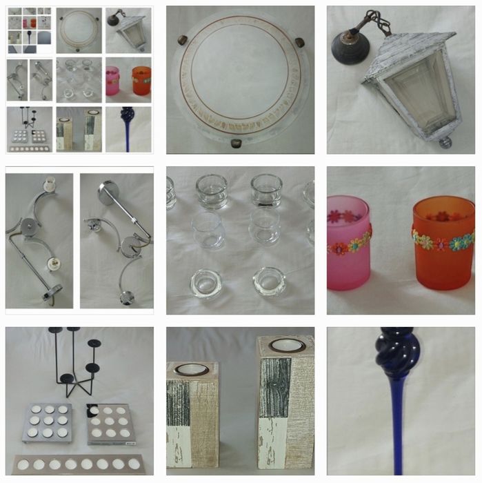 Castiçais diversos e candeeiros de teto