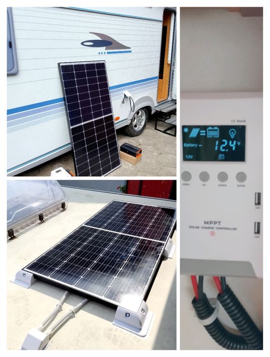 Instalacja off grid PV  kamper przyczepa kempingowa z montażem