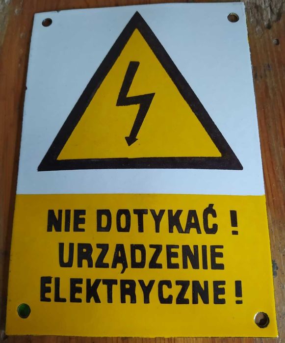 Tabliczki emaliowane: Nie dotykać! urządzenie elektryczne, prl 2szt