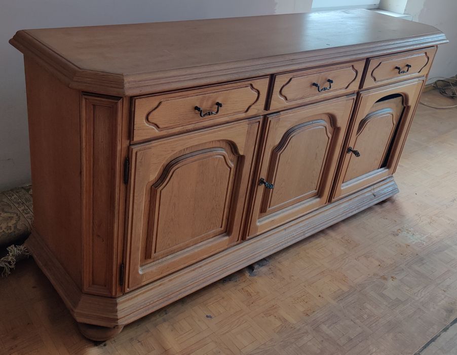 Komoda - naturalne drewno - z szufladami i szafkami - OKAZJA