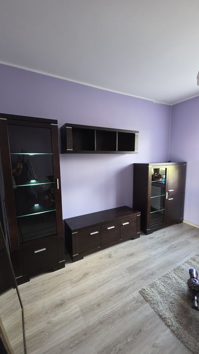 Komplet mebli do salonu wenge – 2 witryny, RTV, półka, podświetlenie