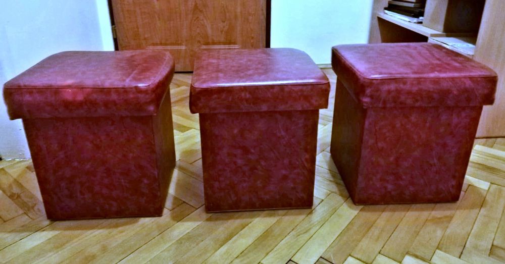 3 otwierane puffy z ekoskóry
