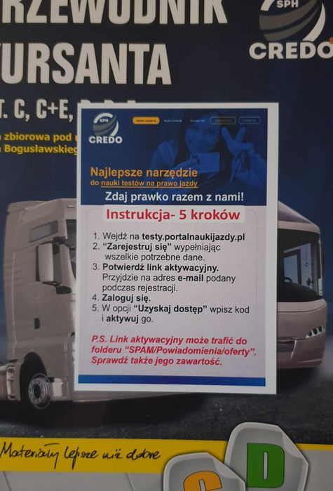 CREDO Prawo jazdy kat. C kod dostęp do testów na 90 dni na kat. C
