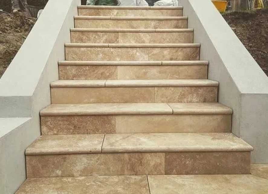 Trawertyn, komplet rzymski, płytki, stopnie, podłoga, ściana, taras