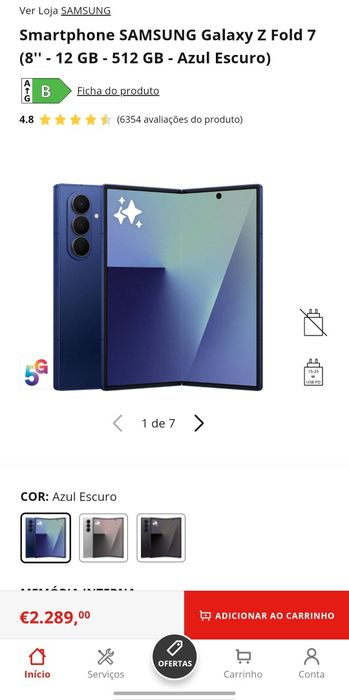 Samsung z fold7 512gb preto