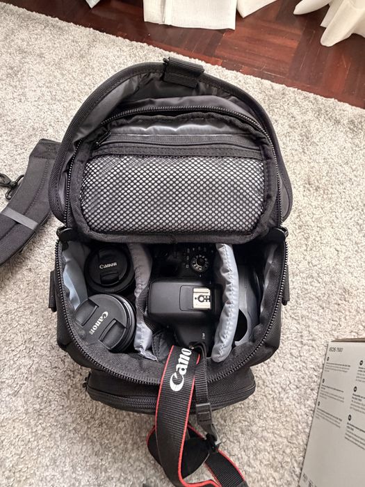 Vendo canon 750d (inclui bolsa + carregador de baterias + 2 lentes)