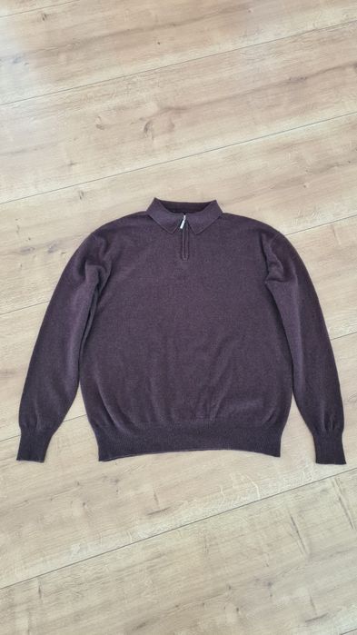 Sweter Golf 100% Kaszmir. Czekoladowy. Rozmiar XL 50. Zapinany