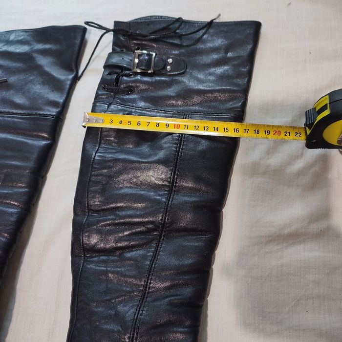 Сапоги женские кожаные на танкетке