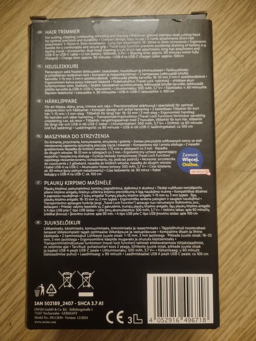 Golarka trymer meski silvercrest NOWA