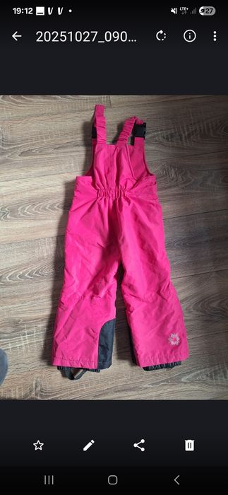 Różowe spodnie narciarskie zimowe dla dziewczynki crivit pro 86 92