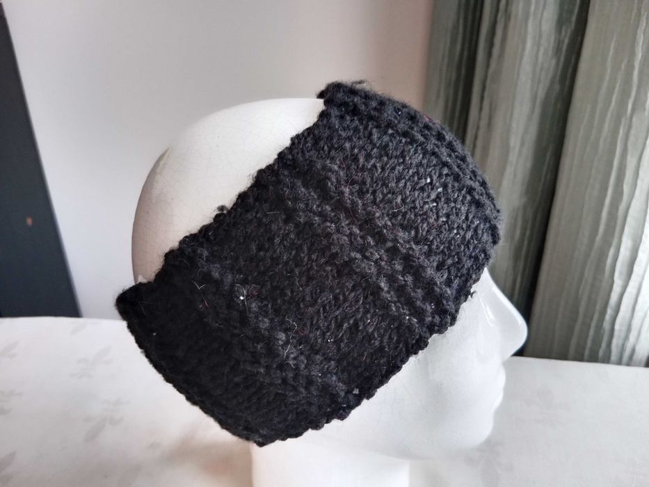 Opaska na głowę czapka handmade czarna unisex