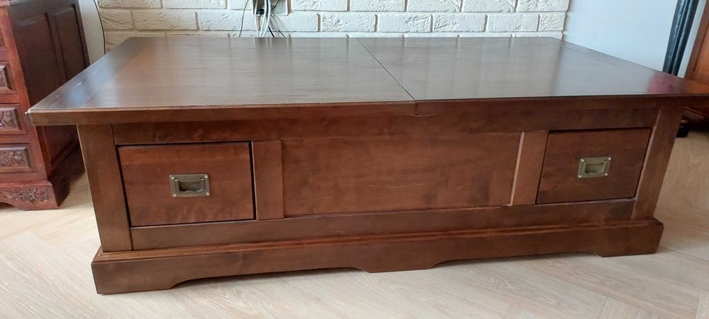 Ława skrzynia komoda z drewna - 4 szuflady i barek styl LOFT