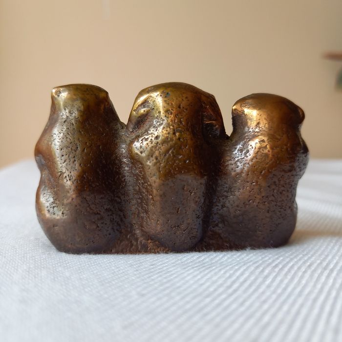 Brąz, stara figurka TRZY MAŁPY.