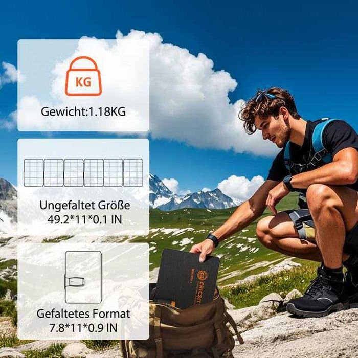 Ericsity Przenośna ładowarka solarna 54W USB Panel słoneczny kemping