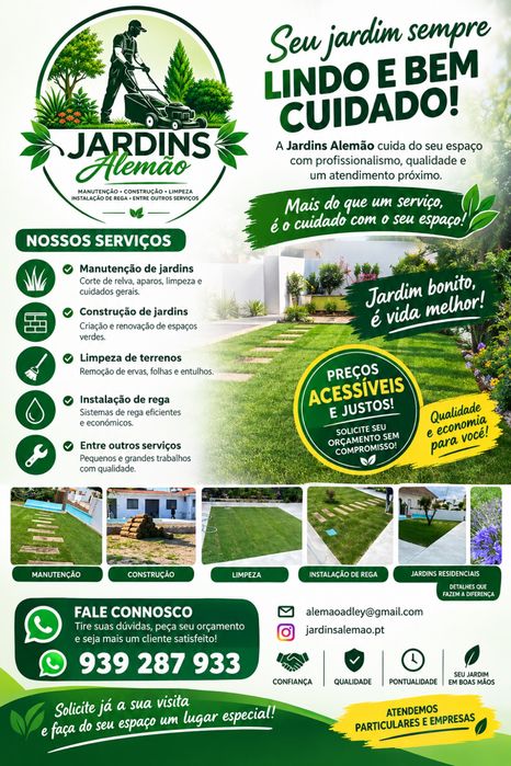 Serviços de jardnagem e entre outros