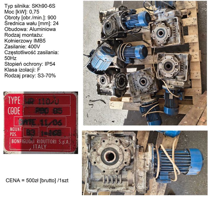 Przekładnie BONFIGLIOLI VF185, WR110/U, MAS 60/DF