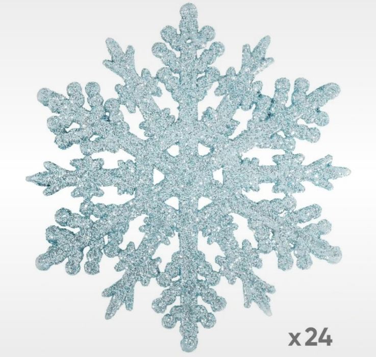 Zestaw 24 szt. śnieżynek brokatowych