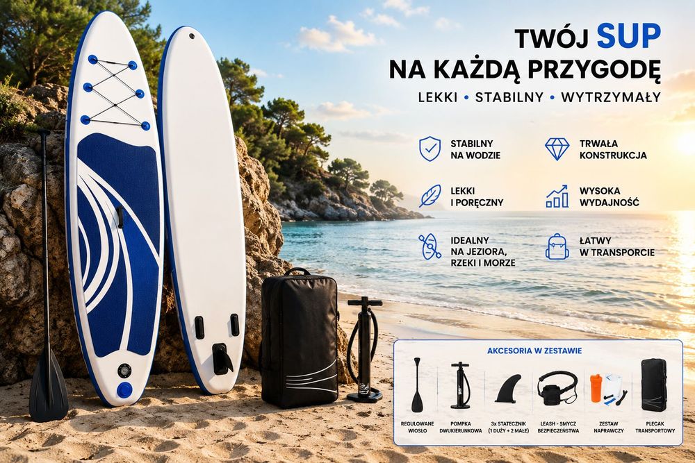 Deska Sup 320 cm Paddle Board do Pływania Pompowana Standu Up + Akcesoria