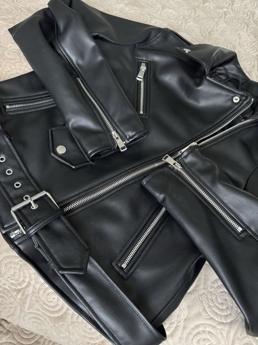 Косуха , куртка чорна шкіряна , еко шкіра косуха , куртка від zara