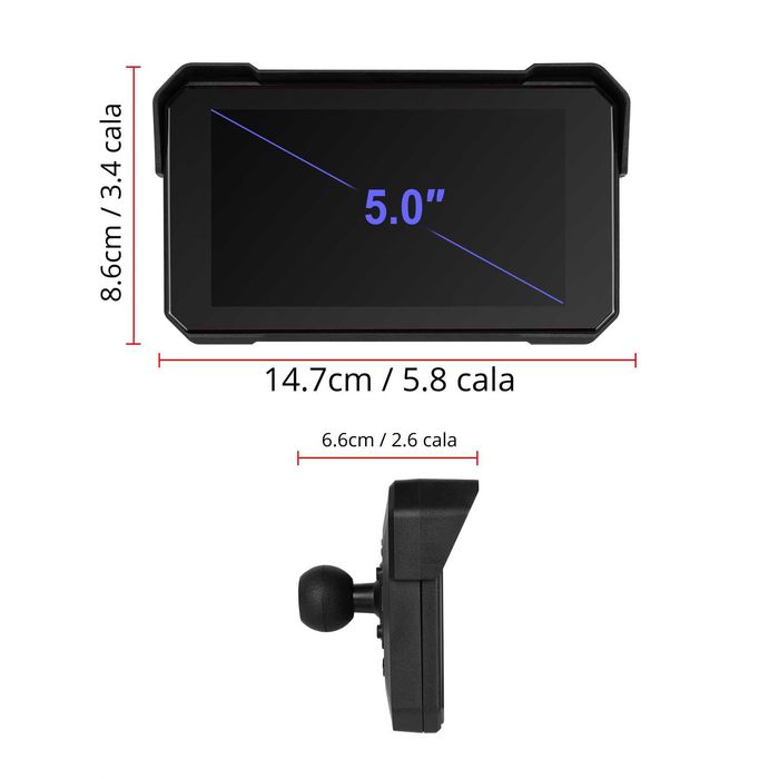 Carplay / Android Auto Motocyklowa  GPS nawigacja 5 cali