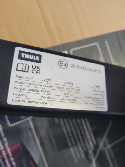 Bagażnik Thule na 3 rowery Velospace  jak nowy xt3  Platforma na Hak Czarny Mat Blek