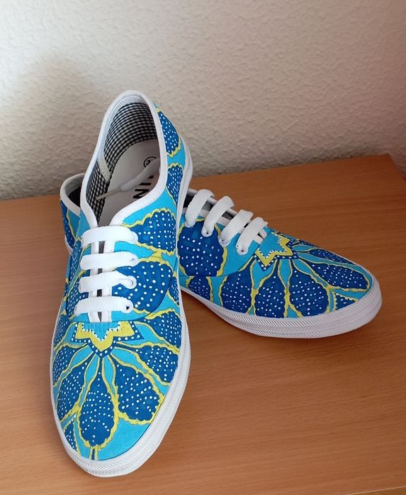 Conjunto artesanal pintura em tecido