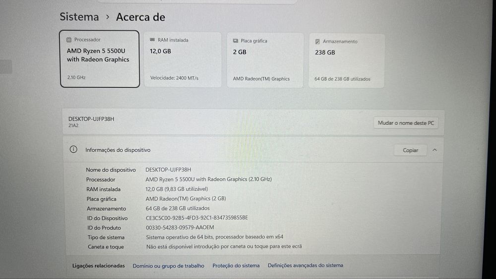 Lenovo Thinkbook 14 G3 Ryzen5 5500U/12Gb Ram/SSD 256Gb/Gráfica 2Gb