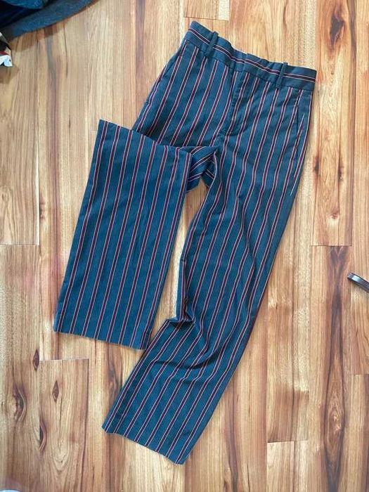 Zara spodnie material paski  xs s 34 36 szwedy dzwony szerokie nogawki