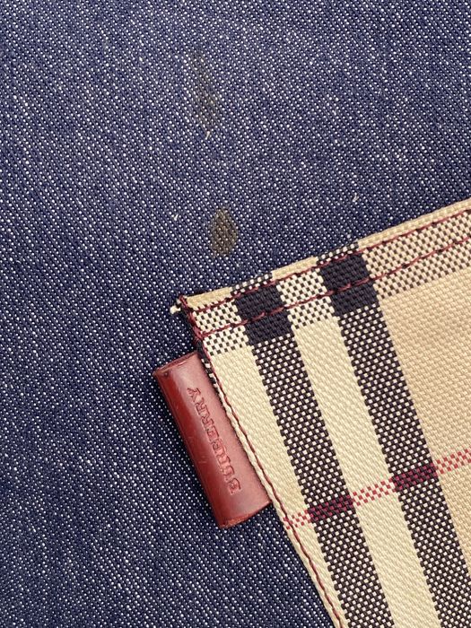 Burberry Lola Bucket Bag - Blue Denim & Leather with Check Pocket