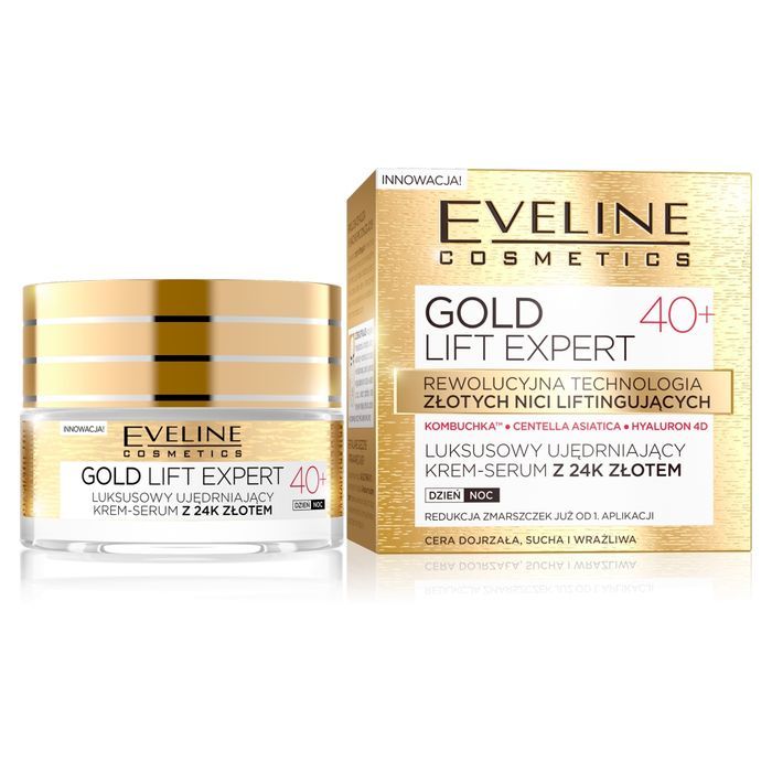 Eveline Cosmetics 40+ ujędrniający krem-serum z 24k złotem  50ml